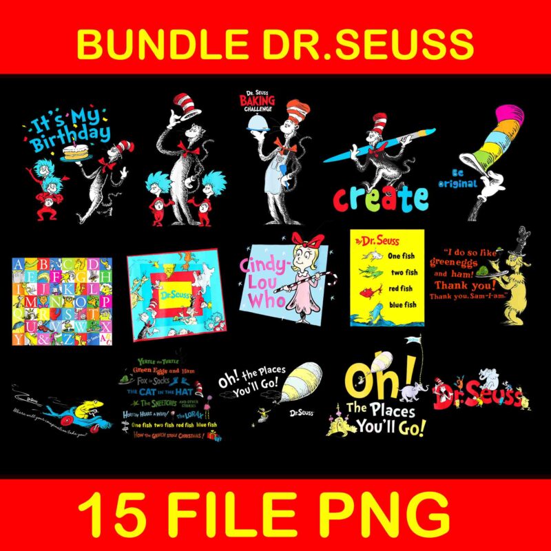 Bundle 15 file Png Dr.seuss Png, Bundle Dr Seuss Png, Sam I Am Png, Hat In The Hat Png