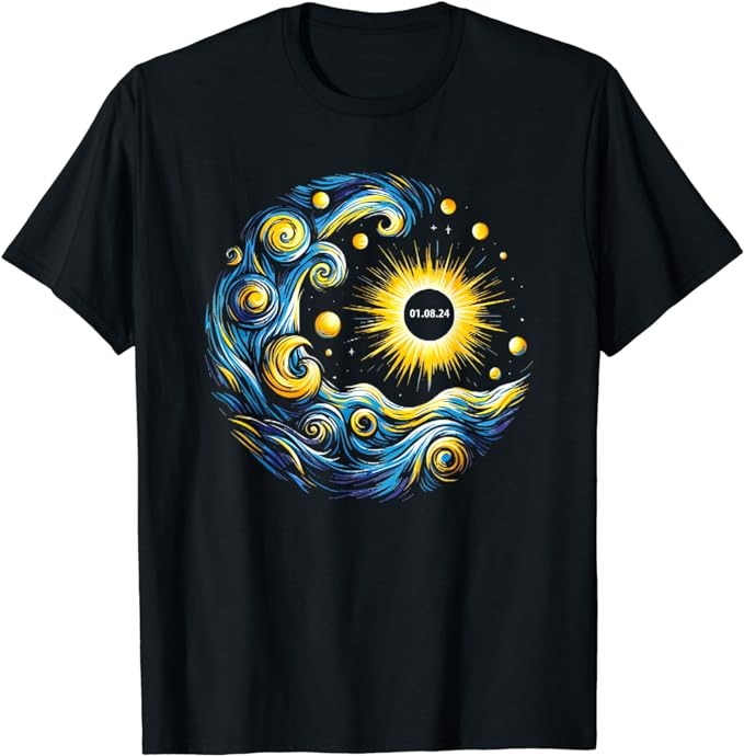 Van Gogh Total Solar Eclipse April 8th 2024 T-Shirt