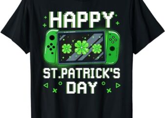 Video Gamer Shamrock Happy St Patricks Day Shirts Boys Men T-Shirt