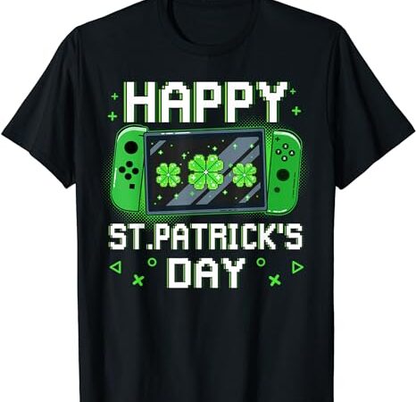 Video gamer shamrock happy st patricks day shirts boys men t-shirt