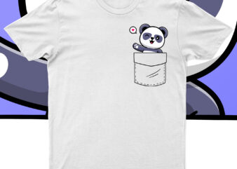 Cute Panda Popping Out of the Pocket | Funny And Cute T-Shirt Design For Sale!!
