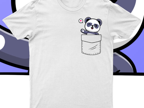 Cute panda popping out of the pocket | funny and cute t-shirt design for sale!!