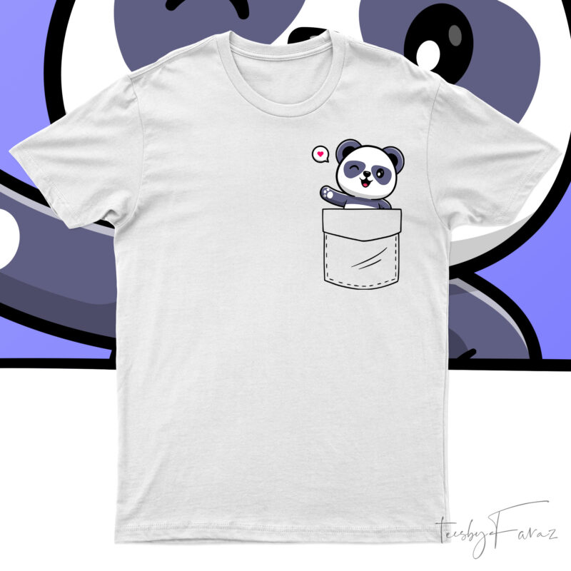 Cute Panda Popping Out of the Pocket | Funny And Cute T-Shirt Design For Sale!!