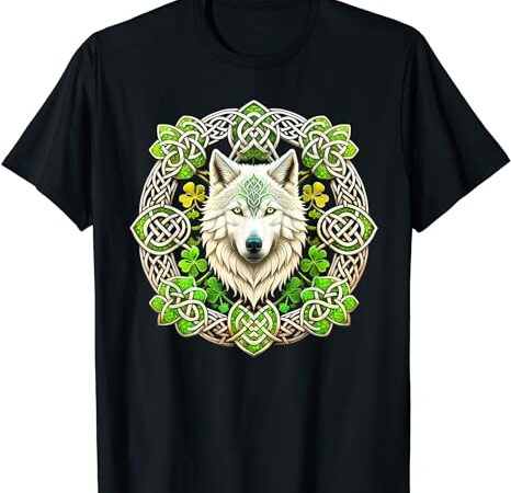 Wolf in shamrock circle st patrick’s day t-shirt