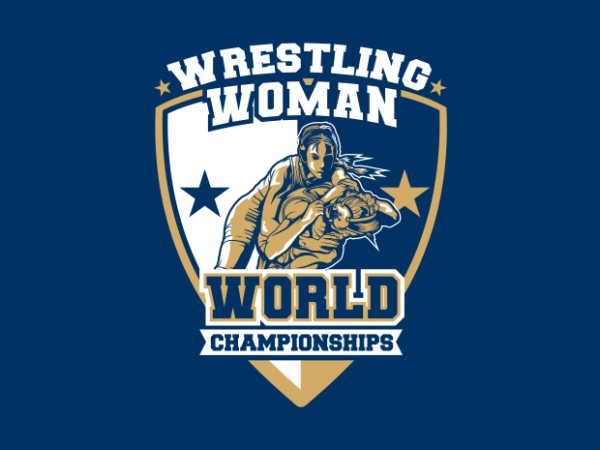 Woman world wresling championship poster t shirt design for sale