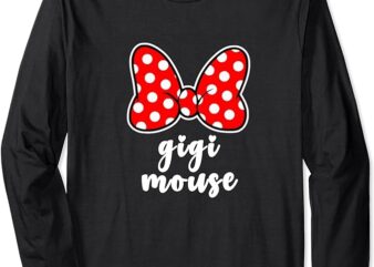 Womens Gigi Mouse Family Vacation Bow Long Sleeve T-Shirt