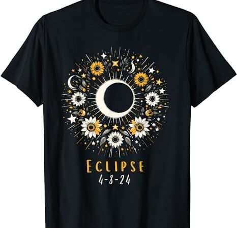 Womens solar eclipse shirt with floral flowers t-shirt t-shirt