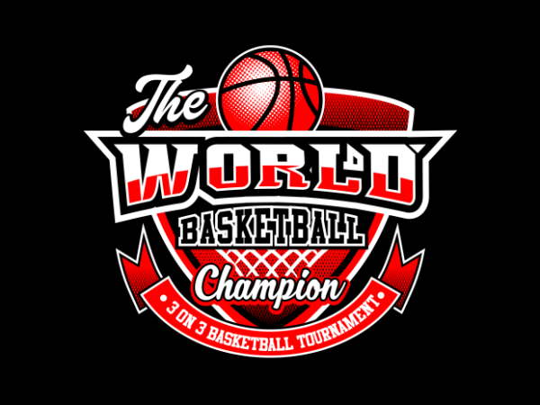 World basketball champion emblem t shirt design for sale