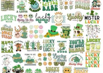 Bundle Patrick Day Png, Happy Lucky Png, Shamrock Png