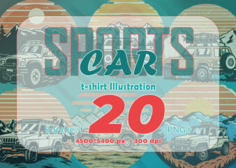 20 Off-Road Car Sports Lover T-shirt Illustration Clipart Bundle