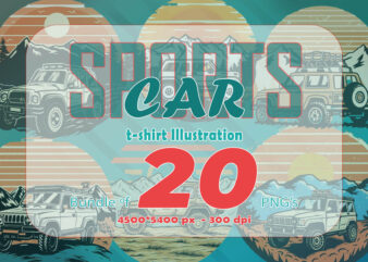 20 off-road car sports lover t-shirt illustration clipart bundle