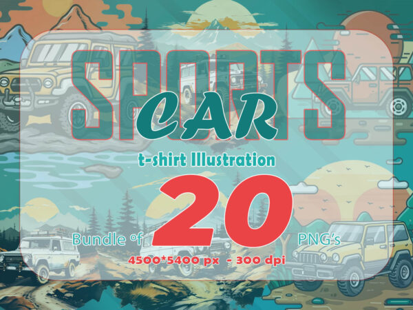 Adventure car ride 20 t-shirt illustration clipart bundle