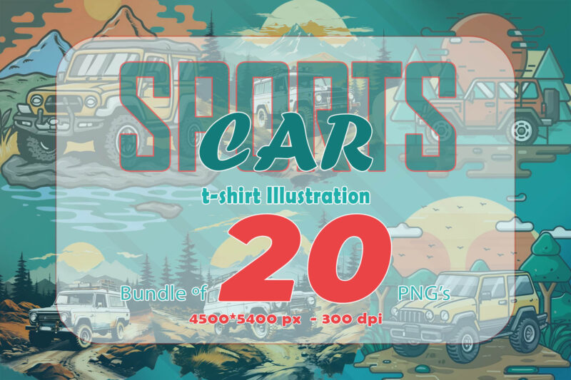 Adventure Car Ride 20 T-shirt Illustration Clipart Bundle