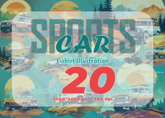20 Off-Road Car T-shirt Design Illustration Bundle
