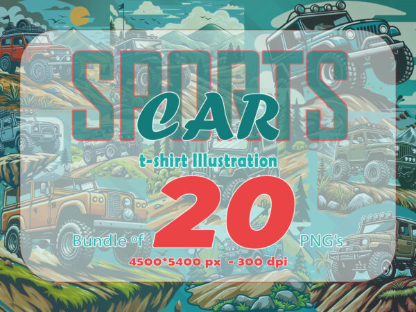 Off-road car t-shirt design illustration t-shirt 20 clipart bundle