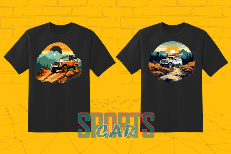 Adventure Car Ride 20 T-shirt Illustration Clipart Bundle