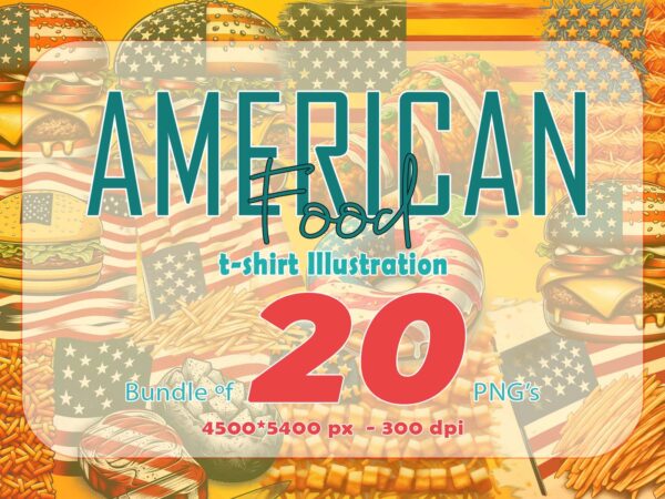 20 american food lover independence day celebration 4th of july illustration t-shirt clipart bundle perfect for 4th of july t-shirt design