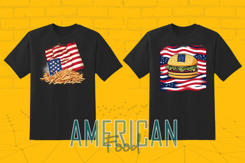 20 American Food Lover Independence Day Celebration 4th of July Illustration T-shirt Clipart Bundle Perfect for 4th of July T-Shirt Design