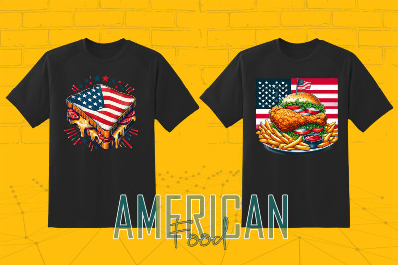 20 American Food Lover Independence Day Celebration 4th of July Illustration T-shirt Clipart Bundle Perfect for 4th of July T-Shirt Design