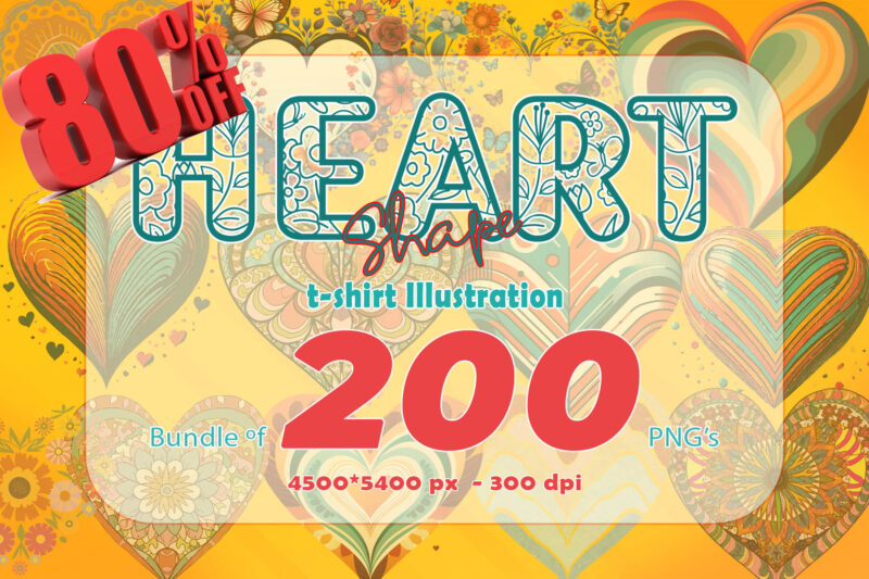 200 PNG Valentines Day Heart Shape Love Illustration Clipart Bundle