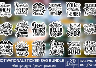 Motivational Sticker SVG bundle t shirt designs for sale