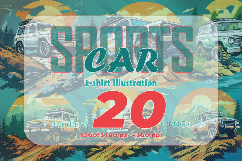 Adventure Car 20 T-shirt Illustration Clipart Bundle