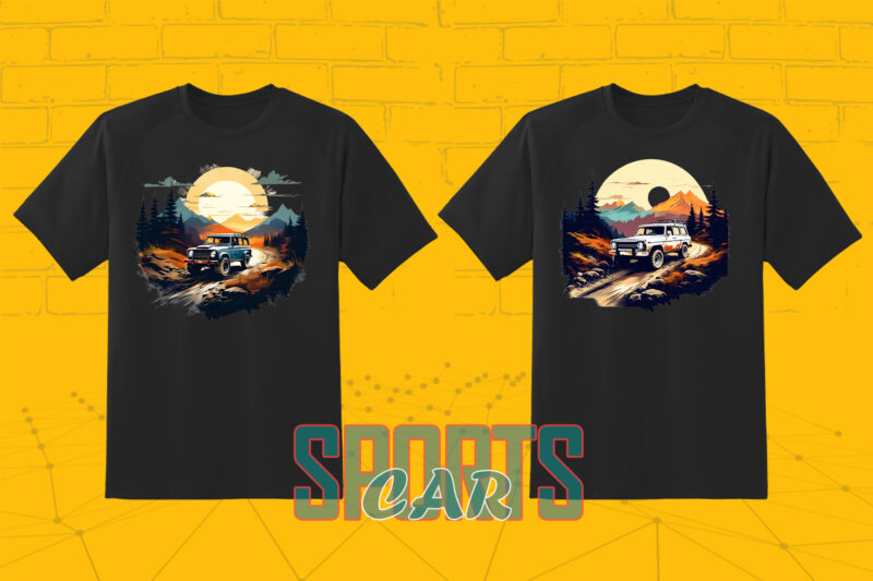 Off-Road Car 20 T-shirt Design Illustration T-shirt Clipart Bundle