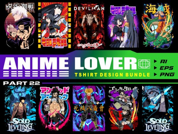 Populer anime lover part 22 tshirt design bundle illustration