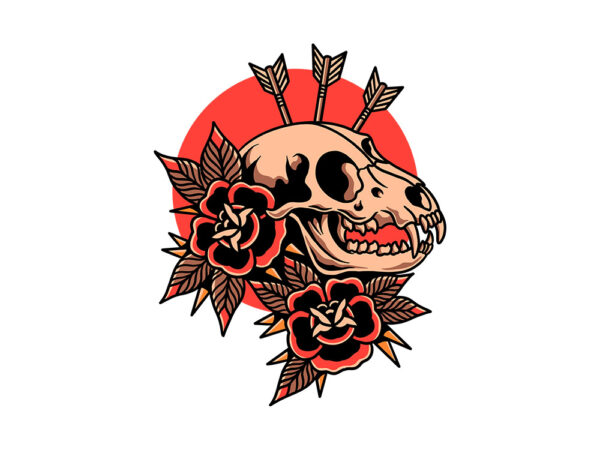 Dog skull t shirt vector illustration