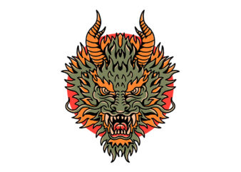 dragon face t shirt vector illustration