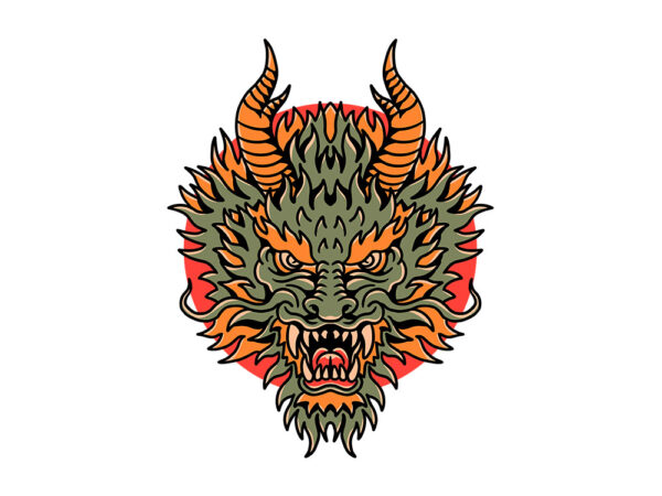 Dragon face t shirt vector illustration