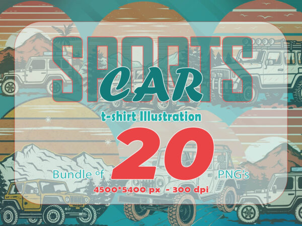 20 adventure car ride t-shirt illustration clipart bundle
