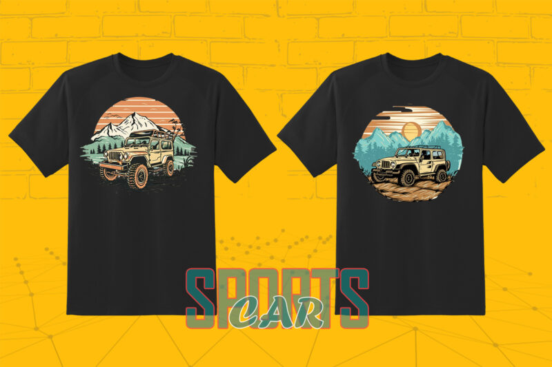 20 Adventure Car Ride T-shirt Illustration Clipart Bundle