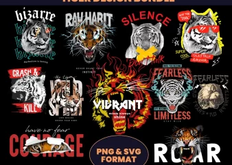 60 T-shirt designs bundle, tiger design bundle, streetwear design, Aesthetic Design, Urban Streetwear, T-Shirt pod design, Pop Culture, DTF,