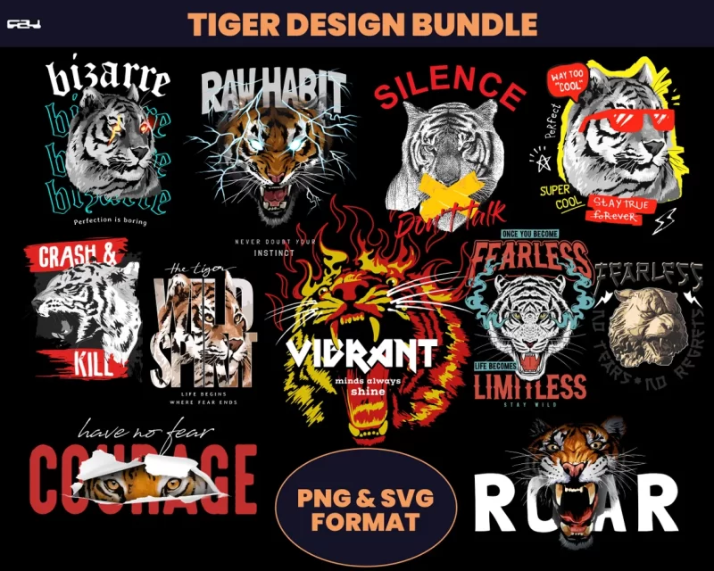 60 T-shirt designs bundle, tiger design bundle, streetwear design, Aesthetic Design, Urban Streetwear, T-Shirt pod design, Pop Culture, DTF,