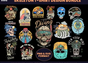 100 Skull vintage T-shirt designs bundle, skull skeleton streetwear design bundle ,rock design, skull skeleton vintage, Aesthetic Design, Ur