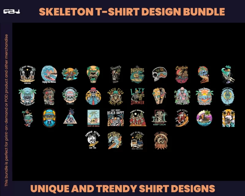 100 Skull vintage T-shirt designs bundle, skull skeleton streetwear design bundle ,rock design, skull skeleton vintage, Aesthetic Design, Ur