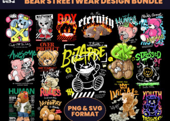 108 Bear T-shirt designs bundle, Streetwear design bundle, streetwear design, teddy bear design, urban t-shirts, hip hop t-shirt, DTF, DTG