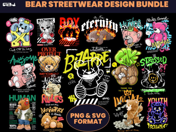 108 bear t-shirt designs bundle, streetwear design bundle, streetwear design, teddy bear design, urban t-shirts, hip hop t-shirt, dtf, dtg