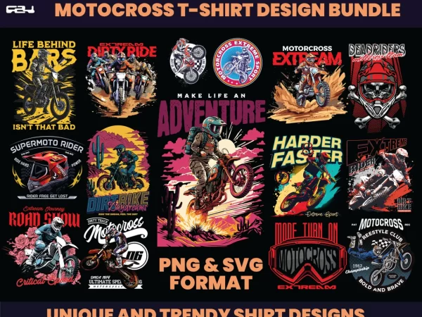 50 motorcross designs, sport bike, t-shirt design bundle, streetwear designs, dirty bike design, urban shirt designs, graphics tee, dtf, dtg