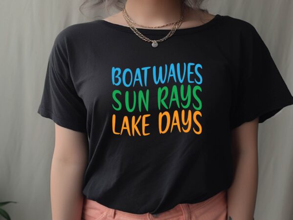 Boat waves sun rays lake days t shirt template