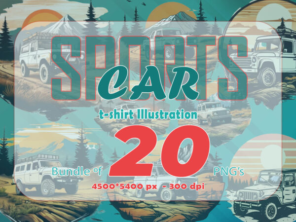 Off-road car t-shirt design illustration 20 clipart bundle perfect for stylish t-shirt design