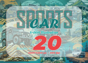 Off-Road Car Sports Lover T-shirt Illustration 20 Clipart Bundle