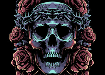 skull of rose t shirt template vector