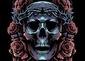 skull of rose t shirt template vector