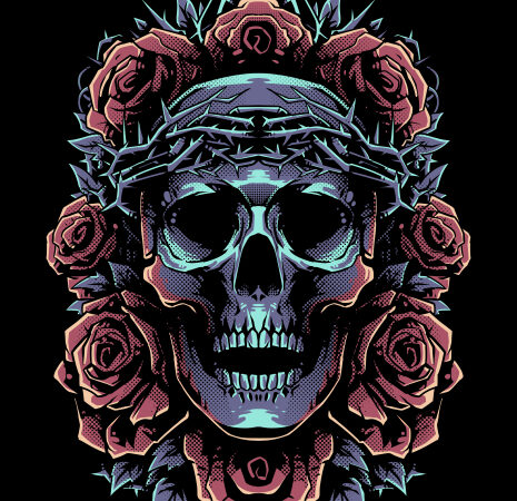 Skull of rose t shirt template vector