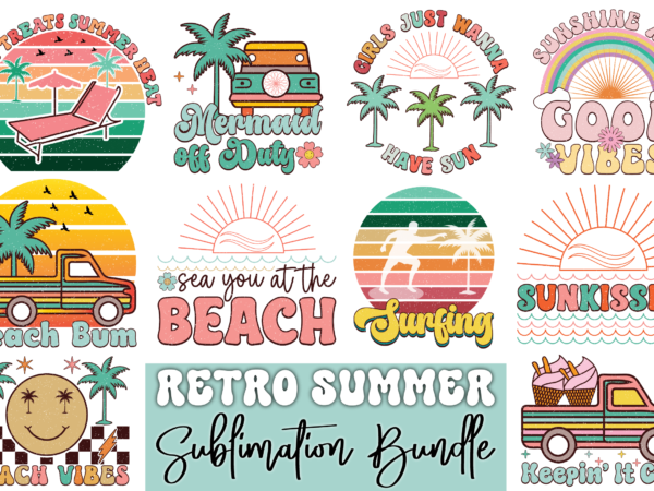 Retro summer sublimation bundle t shirt design online
