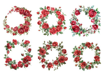 Roses Wreath Clipart, red Roses Wreath t shirt design online