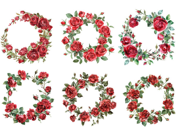 Roses wreath clipart, red roses wreath t shirt design online