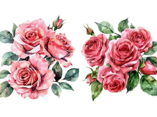 Romantic watercolor rose flowers t shirt design online